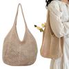 Fashion Women's Hollow Woven Shoulder Bags Large Capacity Knitting Underarm Bag Solid Crochet Tote Handbag Summer Mesh Beach Bag