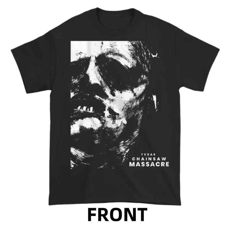 Summer Men's Texas Chainsaw Printed Round Neck T-shirt with Loose Casual Neutral Outdoor 100% Pure Cotton Short Sleeved Shirt