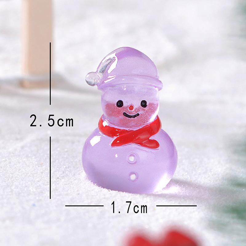 1Pc Luminous Micro Landscape Snowman Ornaments Diy Resin Christmas Garden Decoration Outdoor Patio Lawn Yard Garden Accessories