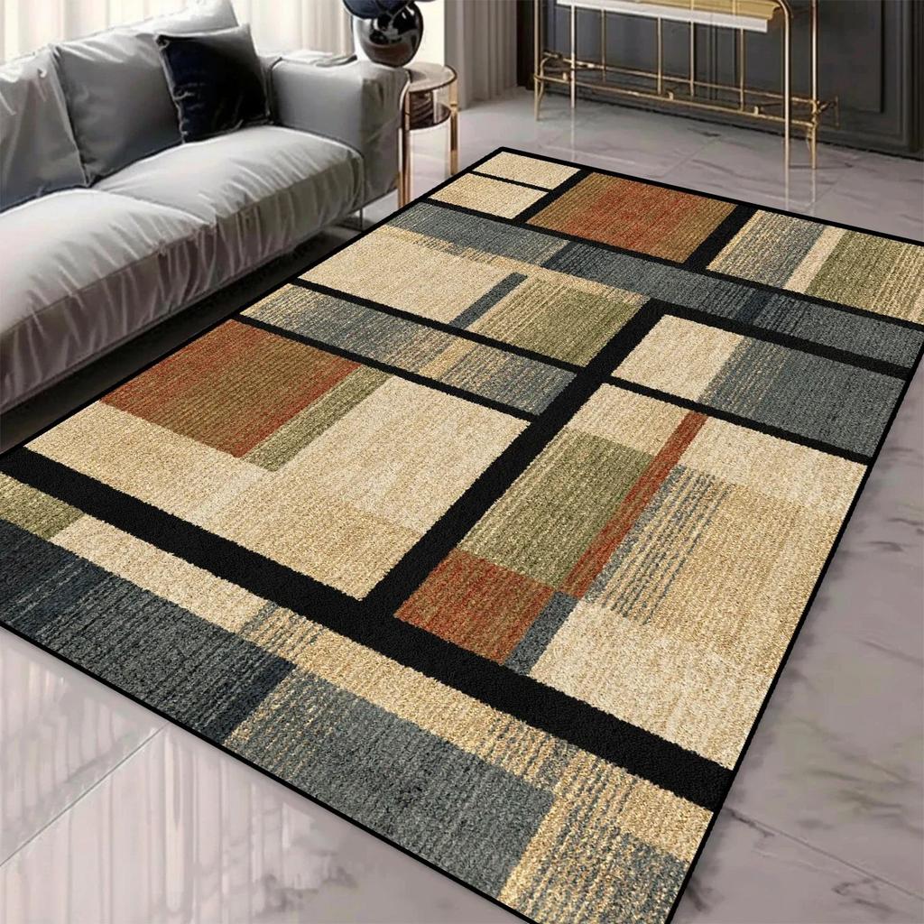 Geometric Pattern 3D Area Rugs for Living Room and Bedroom Decor Washable Carpets with Non-slip Backing European Inspired Mats