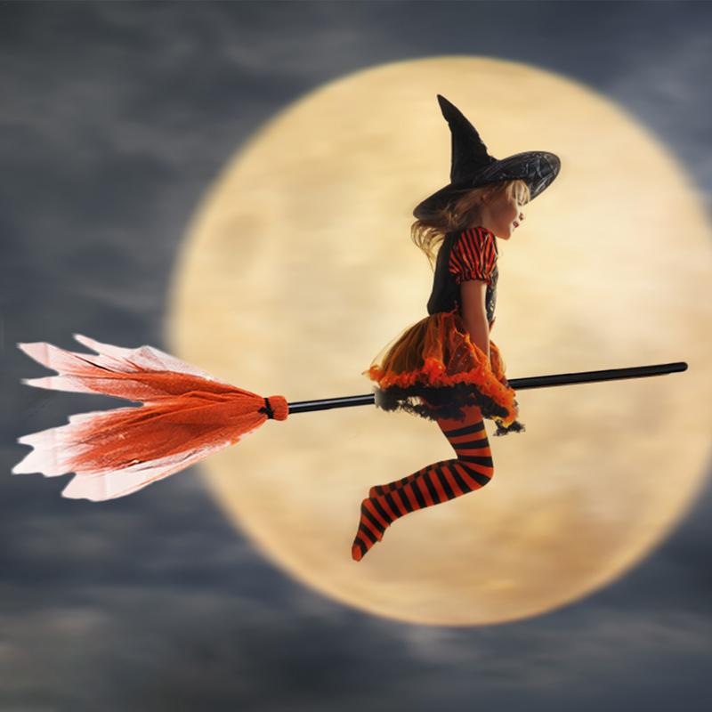 Creative Halloween Witch Broom Halloween Party Witch Decor Props Decorative Masquerade Cosplay Costume Accessories Kids Gifts