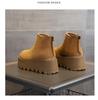 2024 Autumn/Winter Women's Thick-Soled Cow Suede Ankle Boots: Versatile, Height-Increasing, Warm Martin Style