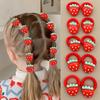 Set of 10 or 30 pieces: Sweet and Cute Strawberry and Cherry Fruit Hair Ties for Little Girls—Red and Festive