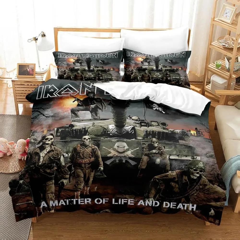 Hip Hop Heavy Metal Maiden 3-piece Cartoon Anime Duvet Cover Sets For Adult Boy bedroom Luxury Printed Bedding Set