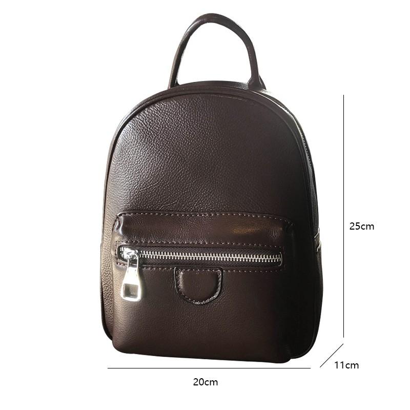 Johnature Versatile Genuine Leather Women Bag Small Backpack Leisure Solid Color Natural Cowhide Travel Backpacks