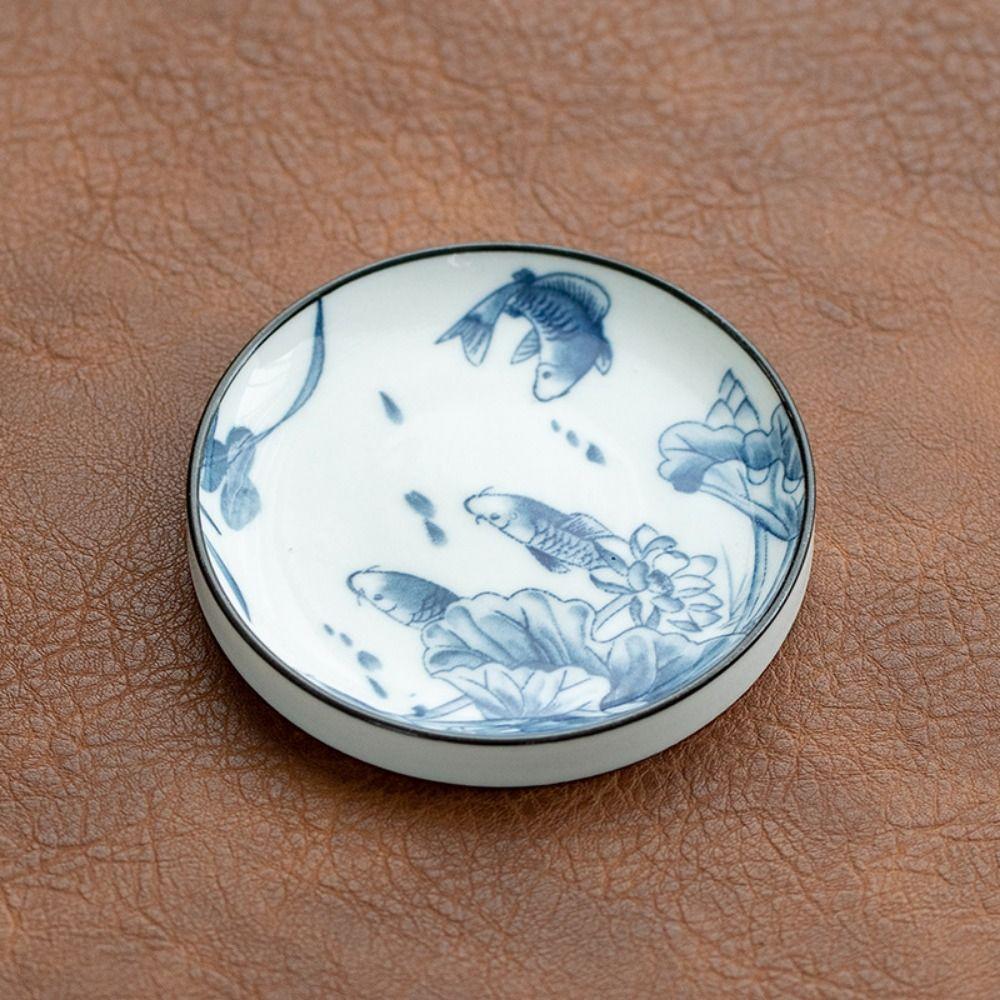 2 stk Keramisk Blå og Hvit Porselen Kinesisk Stil Tekopp Underlag Koppmatte Fest Servisesett