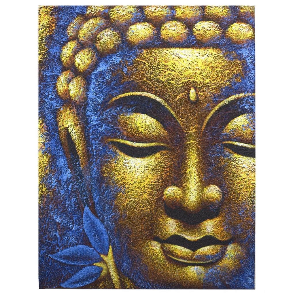 Buddha Canvas Wall Art - Gold Face Lotus Flower