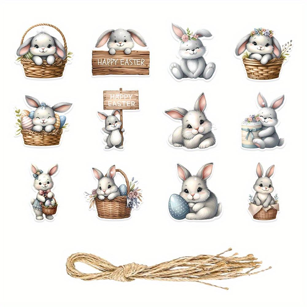 

12/10pcs Easter animal hang tags, cartoon lamb gift labels, Easter rabbit decorations paper decorative labels, party decorations