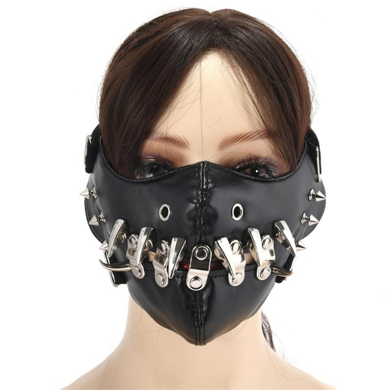 Rivet Spikes Leather Mask Cosplay Mask Motorcycle Biker Half Face Mask Anti Dust Sports Mask Masquerades Mask Women Men