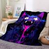 1pc Neon Kitty "Purple Purr" Blanket, Lightweight Flannel Throw Blanket For Sofa, Bed, Travel, Camping, Living Room, Office, Couch, Chair, And Bed