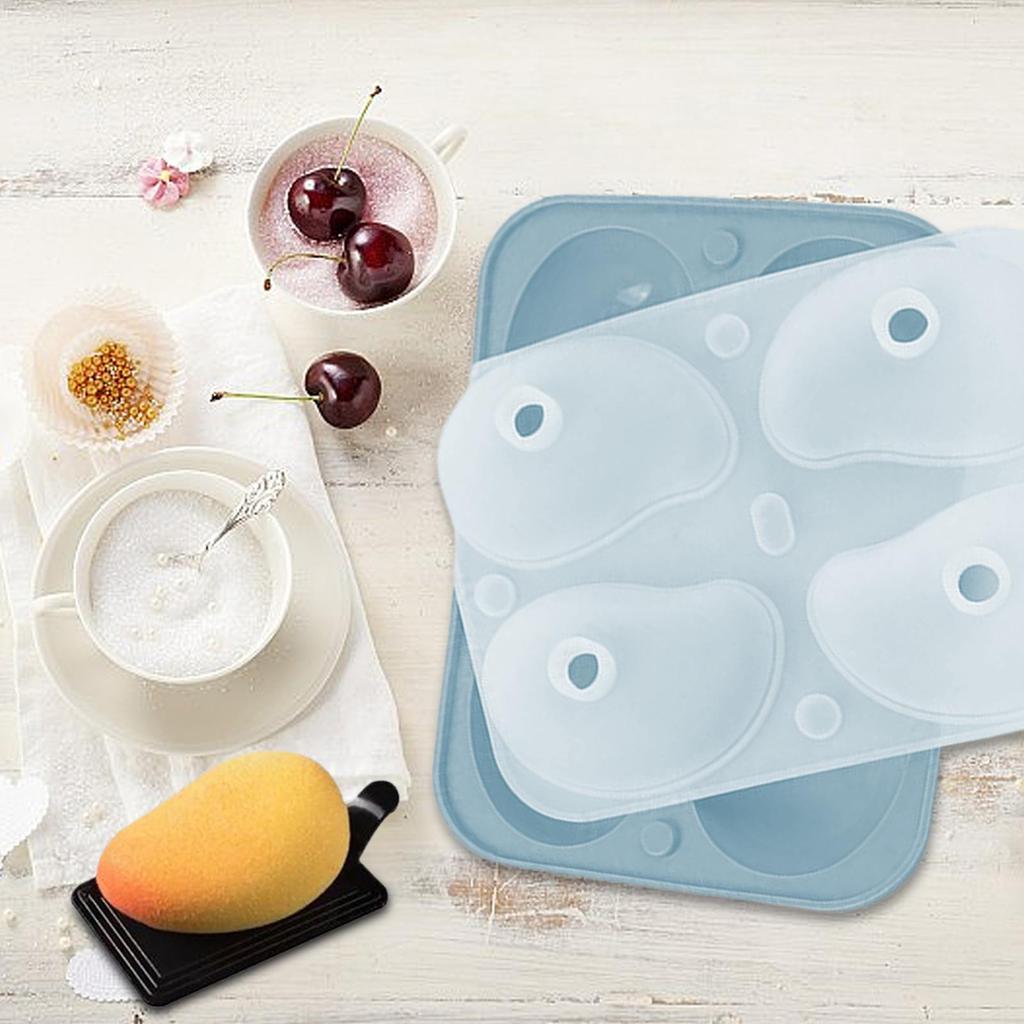 Mousseformar Silikon 3D Mangofigur Tvålformar Kakform 4 Fack för Gelé Pudding Choklad Semesterfestplanerare Kök