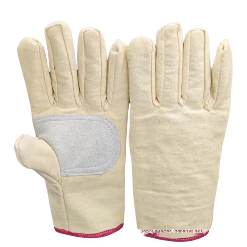 Durable Double-Layer Canvas and Leather Work Gloves for Welding and Construction