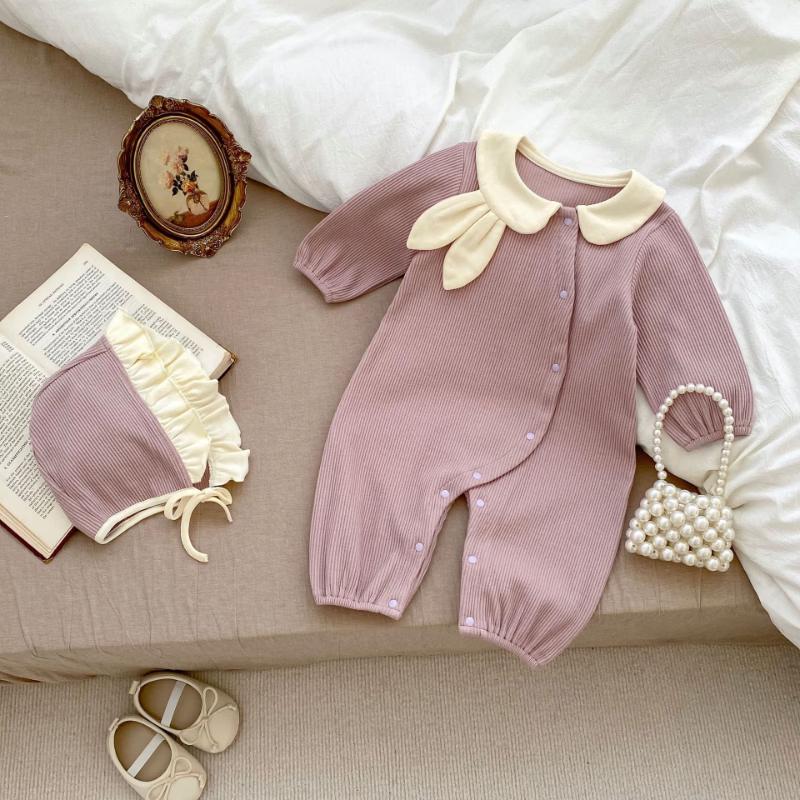 Kayoudo Baby Girl Bunny Ear Lapel Romper 73CM