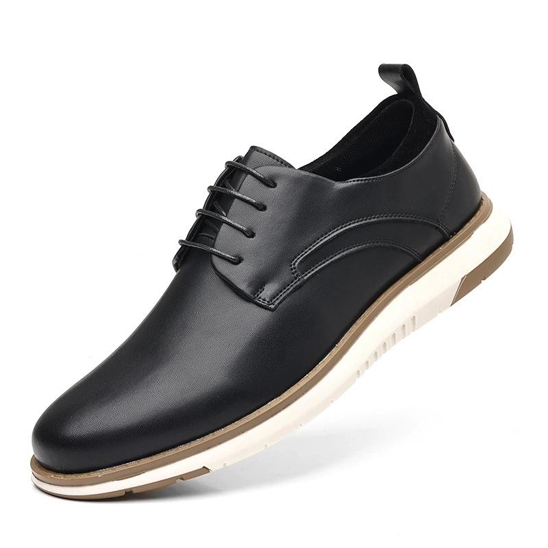 

Men Sneakers Fashionable Comfortable Leather Shoes 2026 Men Casual Shoes Men s Loafers Non-slip Driving Shoes 38 чёрный