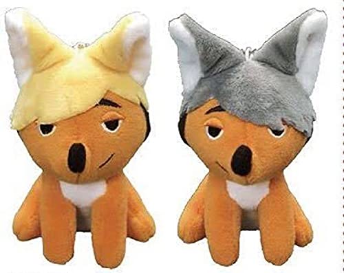 Haikyuu Jump Shop Miya Brothers Fox Mascot Set with Ball Chain and Keychain, Miya Atsumu and Miya Osamu