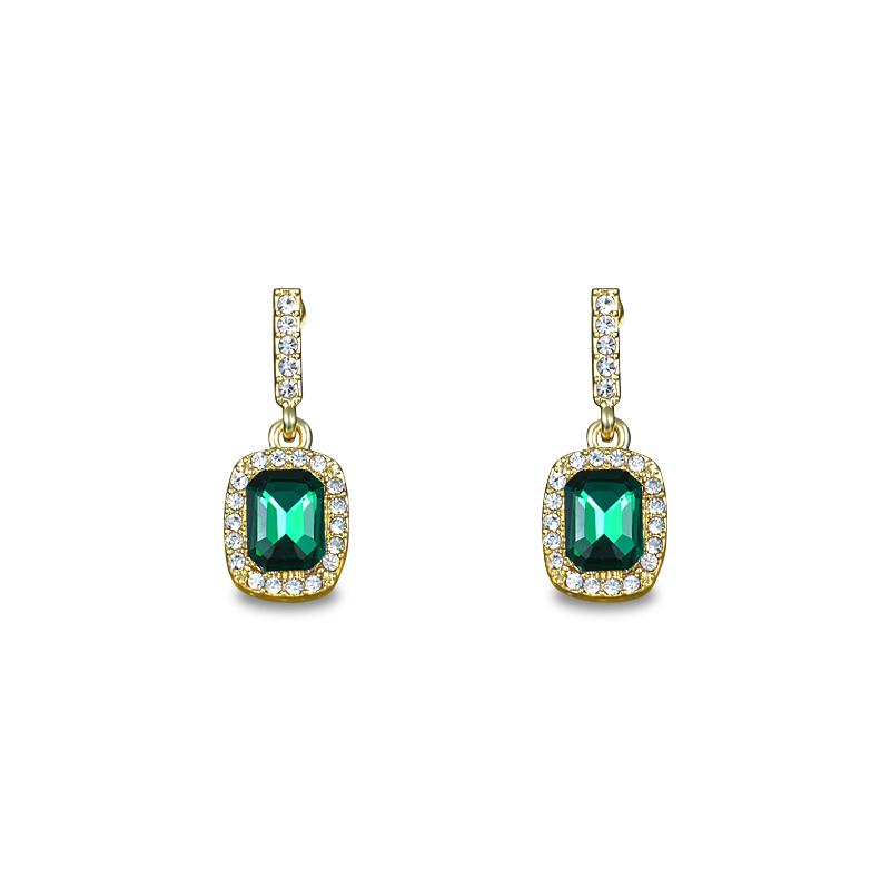 Mendrisio Luxury Earrings For Women 2022 New Fashion Green Zircon Drop Earrings Korean Style Party Jewelry Pendientes Mujer Gift