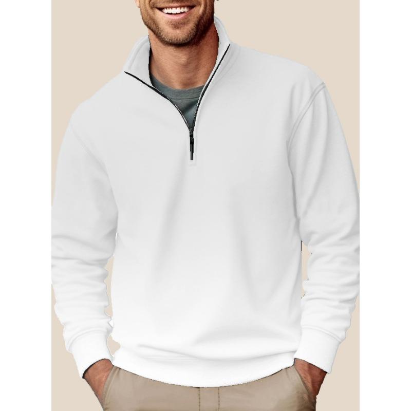 Autumn New Casual Fashion Men's Sweater Solid Color Versatile Stand-up Collar Zipper Top