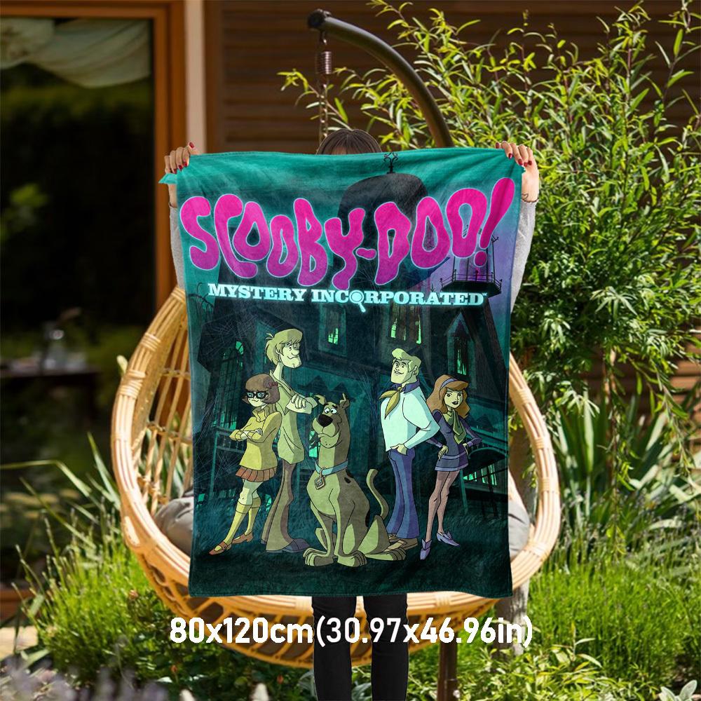 1 шт. Плед Scooby-Doo Mystery Incorporated для улицы - Плед-покрывало, Мягкий, Фланелевый плед, Гостиная, Путешествия, Кемпинг-1102168 80x120cm