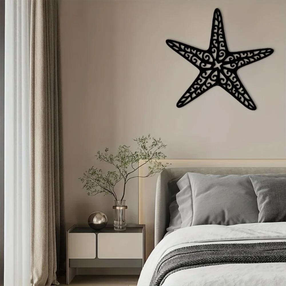 Metal Wall Art Starfish Home Decor, Iron Silhouette Hanging for Living Room Office Interior