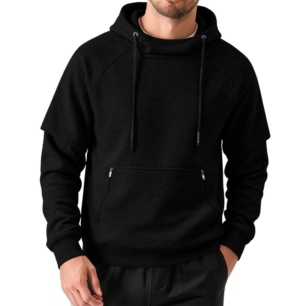 Men's Casual Long Sleeve Pullover Hoodie with Round Neck Sweatshirt for Sports and Everyday Wear