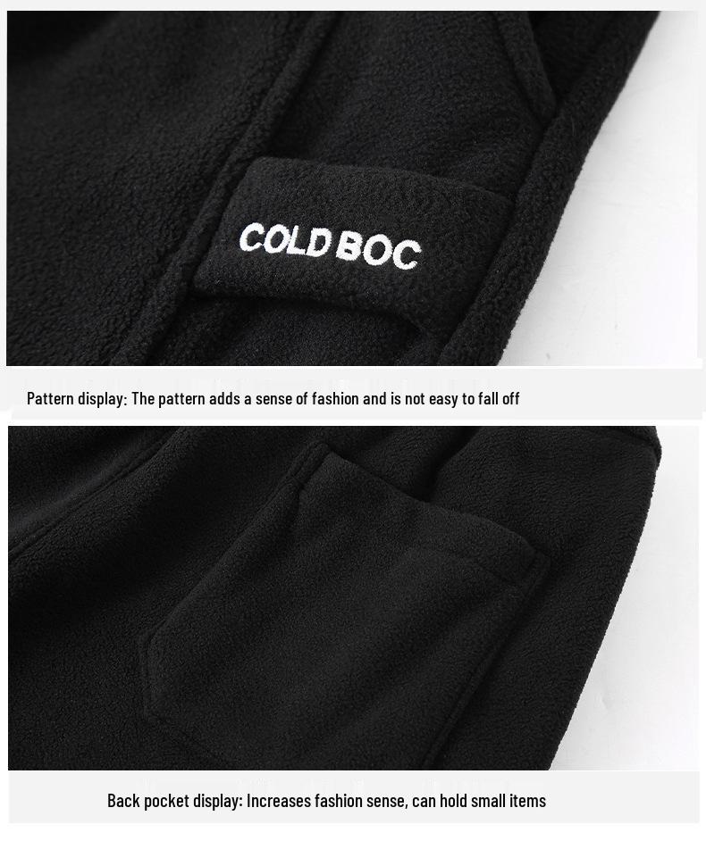 Men's Plus Size Double-Sided Fleece Sherpa Sweatpants, Thickened, Loose Fit, Cuffed, for Autumn/Winter