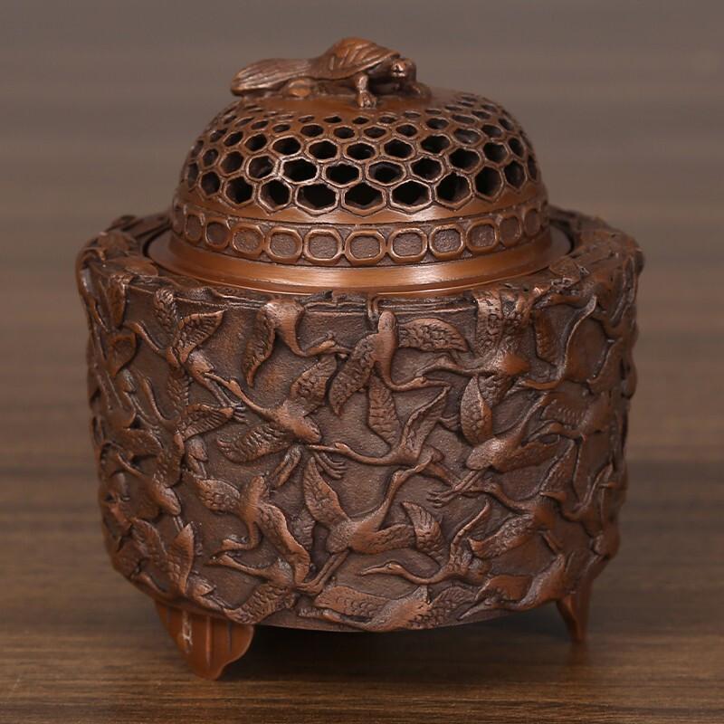 Red Crane Copper Decoration Crafts Sandalwood Stove Tower Incense Burner