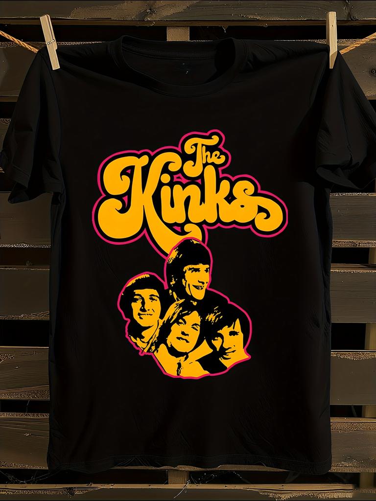 The Kinks Vintage Rock Band Graphic T-Shirt Mens Tshirt Womens Tshirts with Letters Print Short Sleeves T-Shirt Casual Street Tee Shirt Top