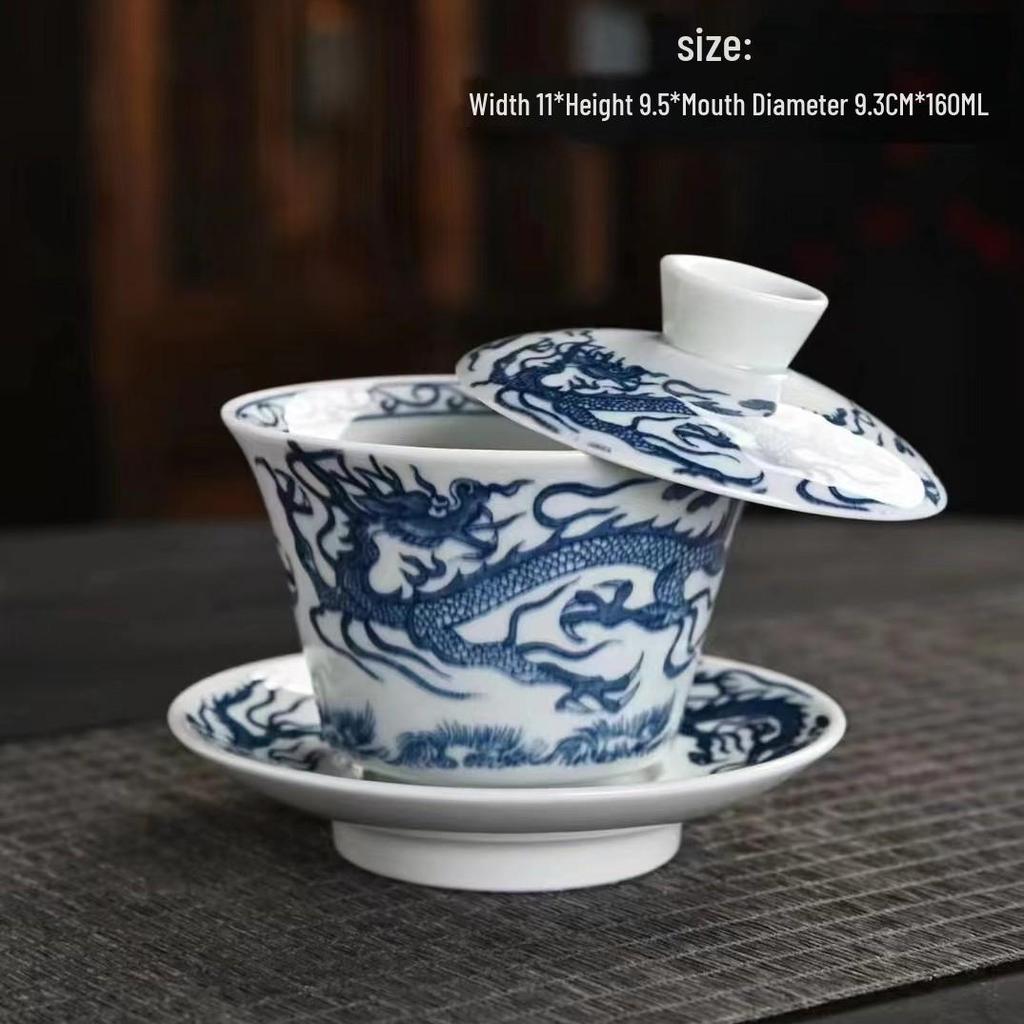Rotating Sancai Gaiwan: Enamel Color Mutton Fat Jade Porcelain Tea Bowl with Lid for Kung Fu Tea Brewing.