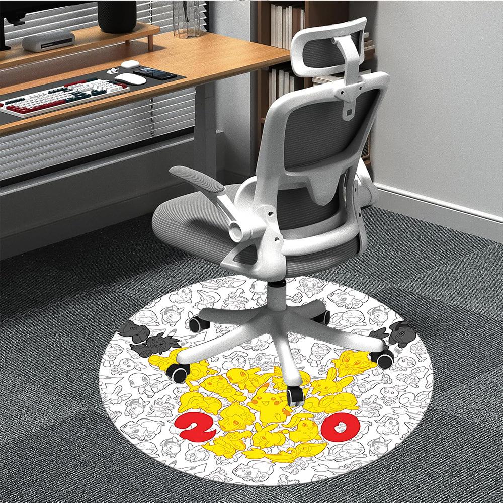 

1pc Pokemon Pikachu Office Round Area Rug, Indoor Mat Suitable For Office,Bedroom Living Room Home Decor, Room Deco a0928185 80cm by 80cm