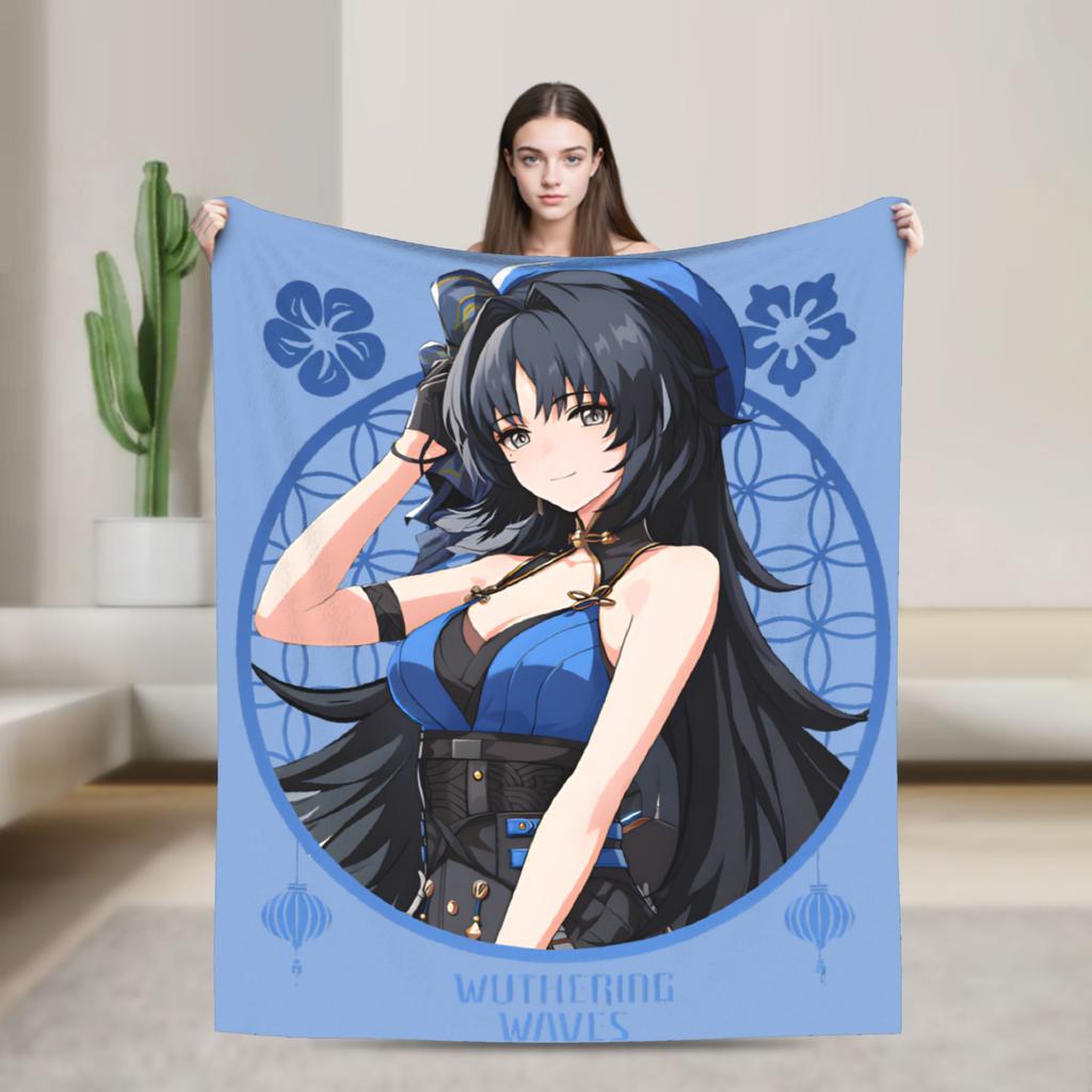 Warm Soft Blankets Camping Iuno Wuthering Waves Game Throw Blanket  Flannel Bedspread For Bedroom Fluffy Sofa Bed Cover