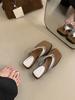 Fashion Flip Flops Indoor Outdoor Beach Sandals Silver Slip On Mules Low Heel Slippers Women's 2024 Summer Flats Slides Non-slip Trend