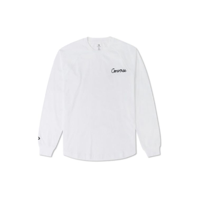 

Converse Embroidered Logo Crew Neck Long Sleeve T-Shirt Men Tops White 10024585-A01