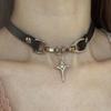 Choker Punk Étoilé Style Sombre Collier Ras-du-cou en Fausse Cuir Noir pour Amateurs Gothiques Femmes Festivals de Musique Fêtes Thématiques