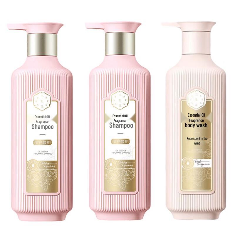 Sanshenghua Essential Oil Fragrance Brightening Shampoo & Rose Shower Gel Set