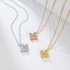 Titanium Steel Small Flower Collarbone Chain Women'S Autumn And Winter Necklace Zircon Flower Titanium Steel Necklace Niche