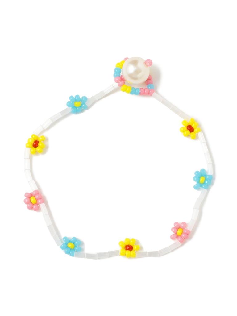 Ray Beams Petite Flower Beaded Bracelet for One Size Women, White/Multi,