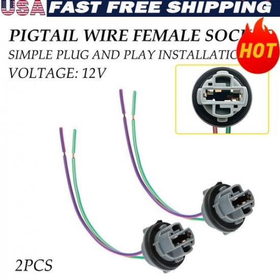 Universal Pigtail Wire Female Socket 7440 Rear Two Harness Turn Signal Light Fit