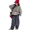 Girls' Plaid Fleece Sweatshirt & Wide-Leg Pants Set - Autumn/Winter Fashion