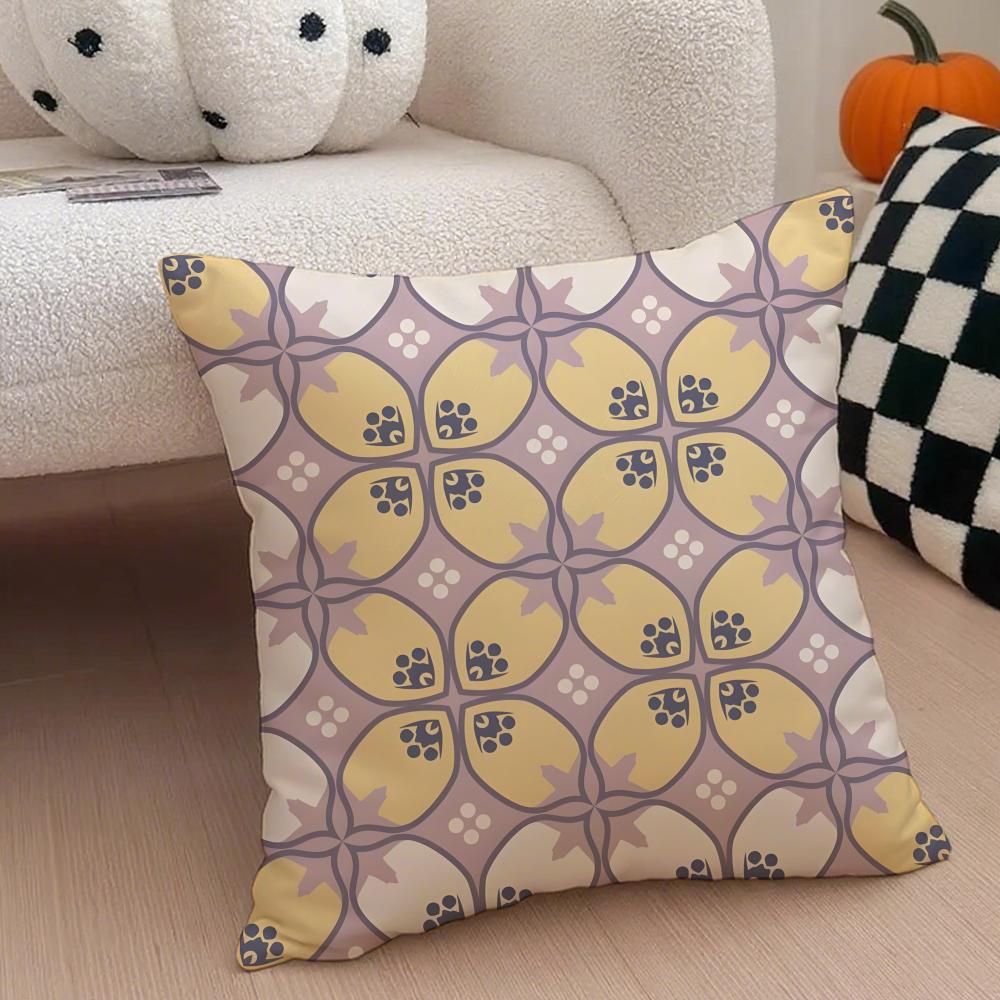 Indonesia Batik Cushion Cover Throw Pillow Cover Hidden Button Durable Polyester Chair Cushion