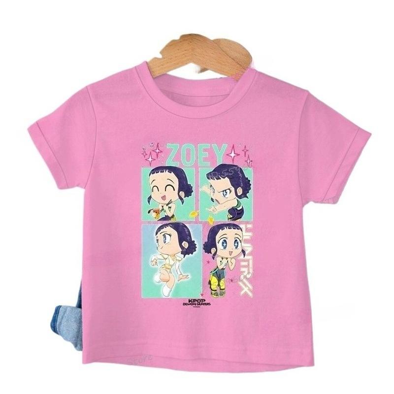 K-Pop Demon Hunters Zoey Printed Kids T-shirt Cartoon Soft Cotton Baby Girls T Shirt Tops Toddler Clothes