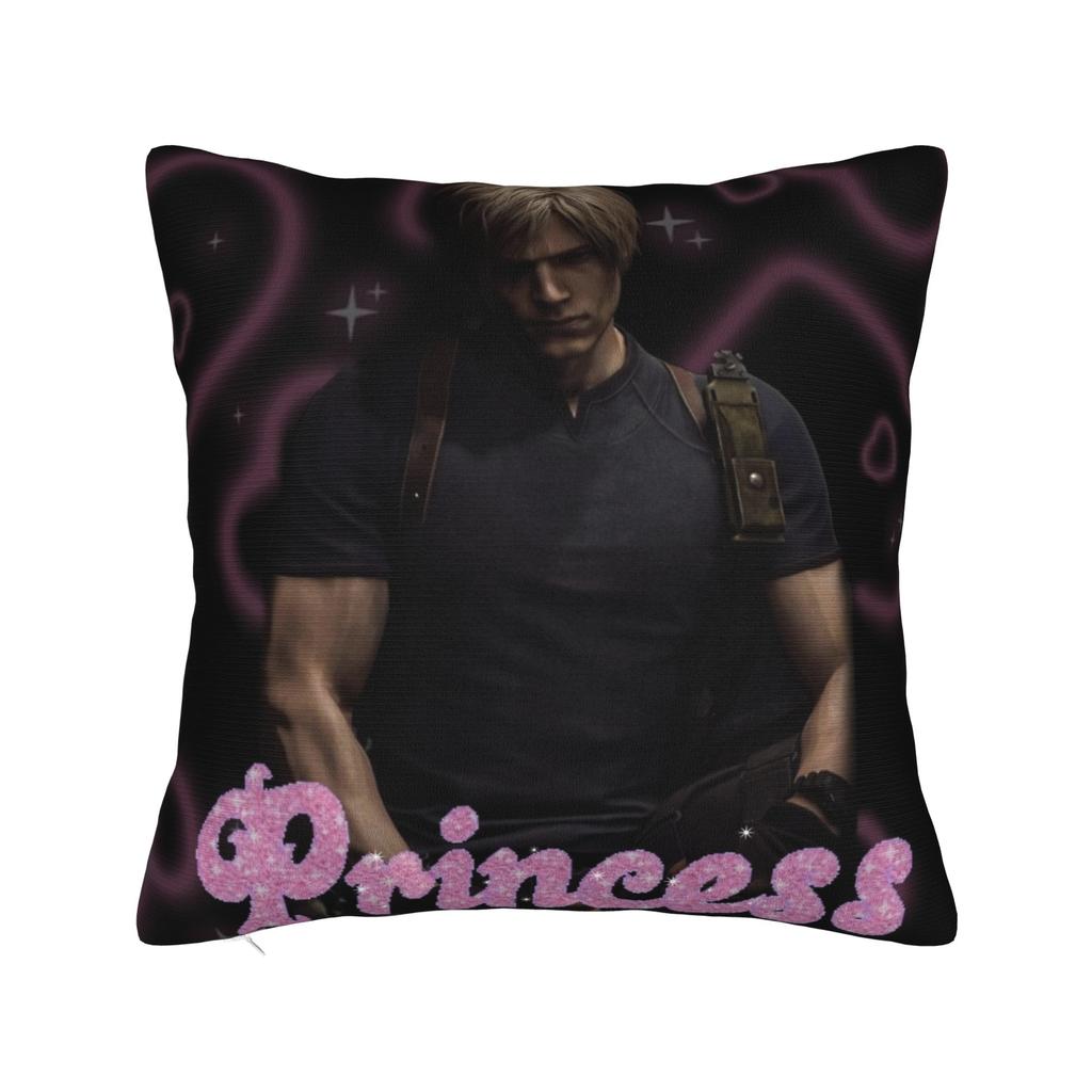 Romantic Pink Bow Leon S Kennedy Pillowcase Printed Fabric Cushion Cover Gift  Throw Pillow Case Cover Home Square 18"