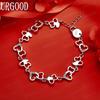 925 Sterling Silver Fashion Jewelry Double Heart AAA Zircon Bracelet Gift