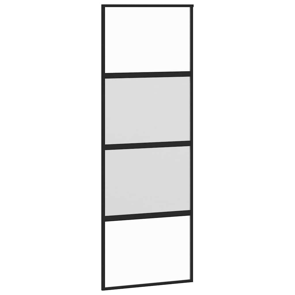 Sliding Door with Fittings 76 x 205 cm Tempered Glass & Aluminum