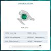 Bamoer 925 Sterling Silver Green Spinel otevírací prsten Vivid Snake Nastavitelný prsten pro ženy Jemné šperky z kubických zirkonů