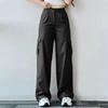Women's Solid Color Versatile Casual Mid-waist Three-dimensional Pockets Loose Work Pants