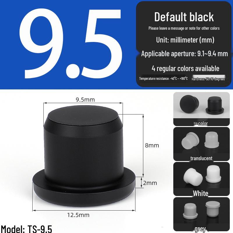 Black High-Temperature Resistant T-Shaped Silicone Stopper - Round Hole Rubber Gasket & Shock-Absorbing Blind Plug