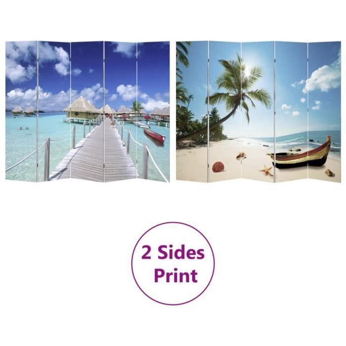 VidaXL Cloison de séparation pliable 200 x 170 cm Plage