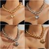 European and American Geometric Exaggerated Large Round Beads Love Pendant Punk Beaded Collar Collarbone Chain Necklace Women