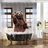 Funny Cat Riding Dinosaur Shower Curtain Cute Animal Surfboard Sea Waves Japanese Landscape Kids Bath Curtains Bathroom Decor