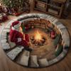 Tapis de zone de vacances Noël Tapis 3D, Tapis rond décoratif à illusion Tapis optique Tapis de sol, Festif pour la décoration intérieure de la maison Salon Doux Confortable